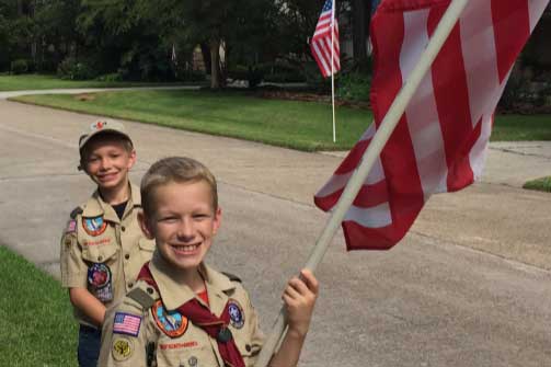 Boy scouts and the flag